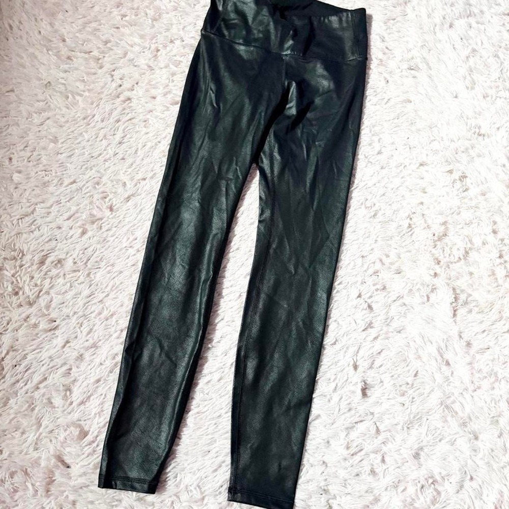 Black Faux leather Edgy Alternative Biker Chic Urban Streetwear Legging Womens S